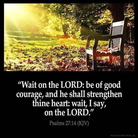 "Wait on the LORD: be of courage, and he shall strengthen thine heart: wait Isay, on the LORD Psalms 27:14 (KJV) good