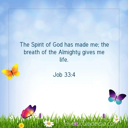The Spirit of God has made me; the breath of the Almighty gives me life. Job 33.4 elversiculoaeldia cor