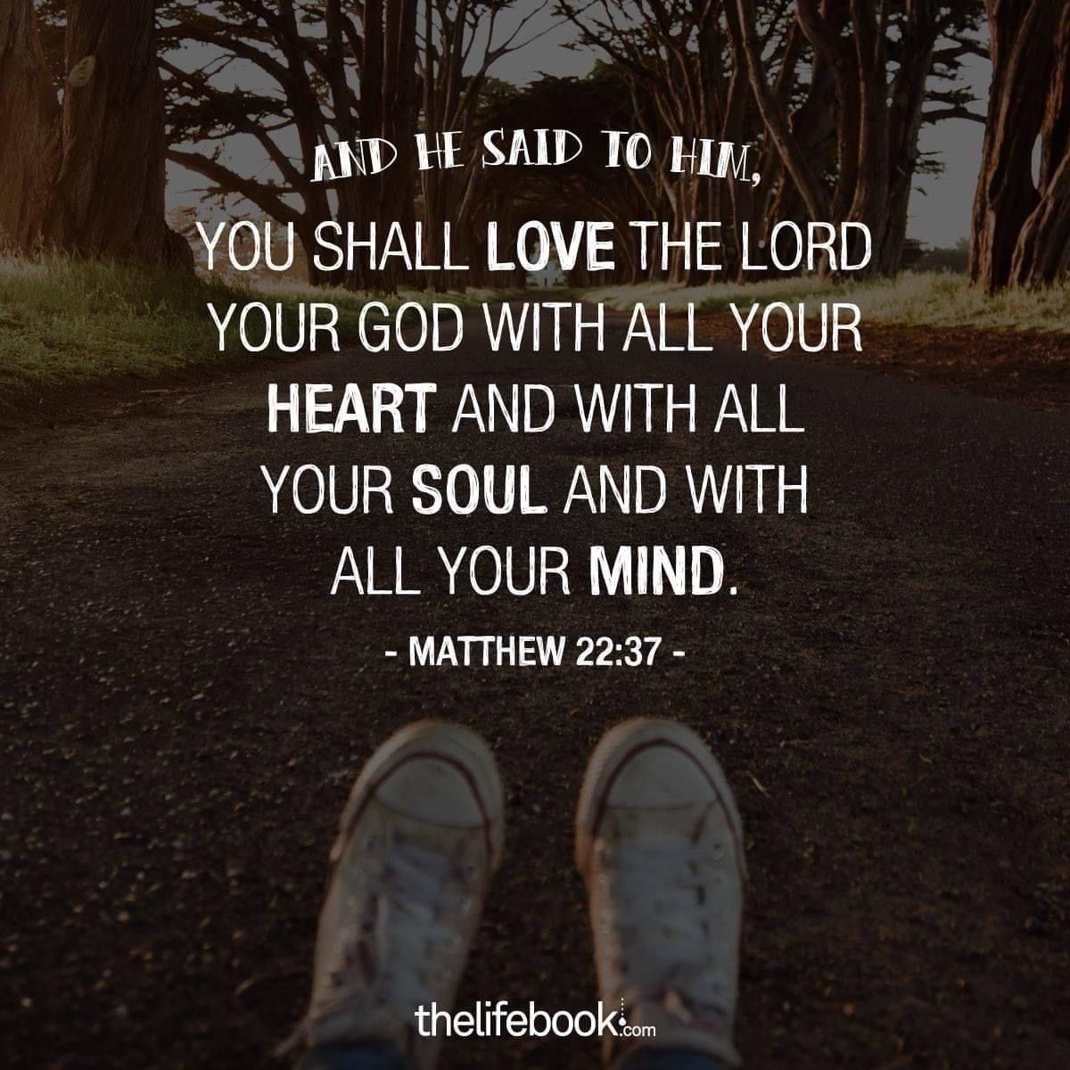 'AND HE SAID ΤΟ HIM, YOU SHALL LOVE THE LORD YOUR GOD WITH ALL YOUR HEART AND WITH ALL YOUR SOUL AND WITH ALL YOUR MIND. -MATTHEW 22:37- thelifebook.com'