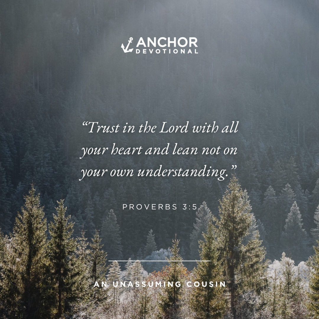 'ANCHOR DEVOTIONAL "Trust in the Lord with all your heart and lean not on your own understanding. PROVERBS 3:5 AN UNASSUMING COUSIN'