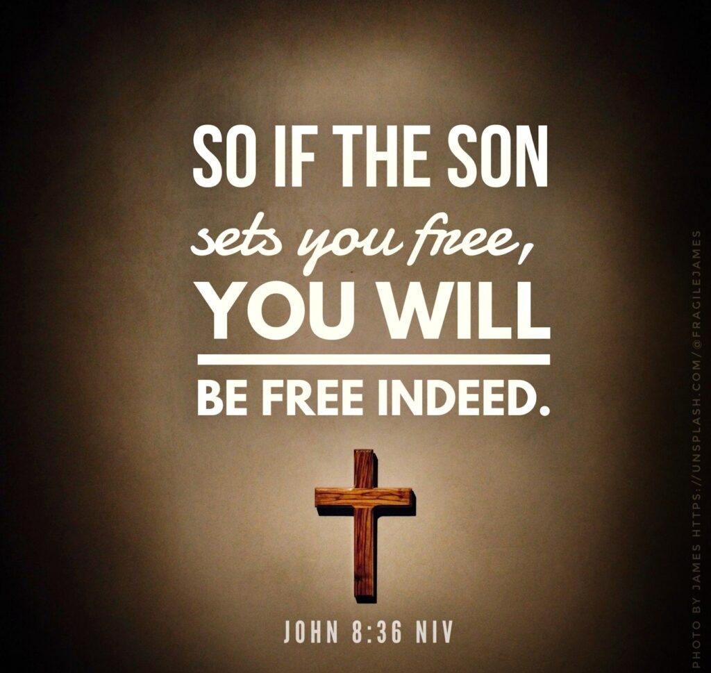 SO IF THE SON seb fnee, YOU WILL 0 BE FREE INDEED 6 4 JOhN 8.36 NIV Yoll,