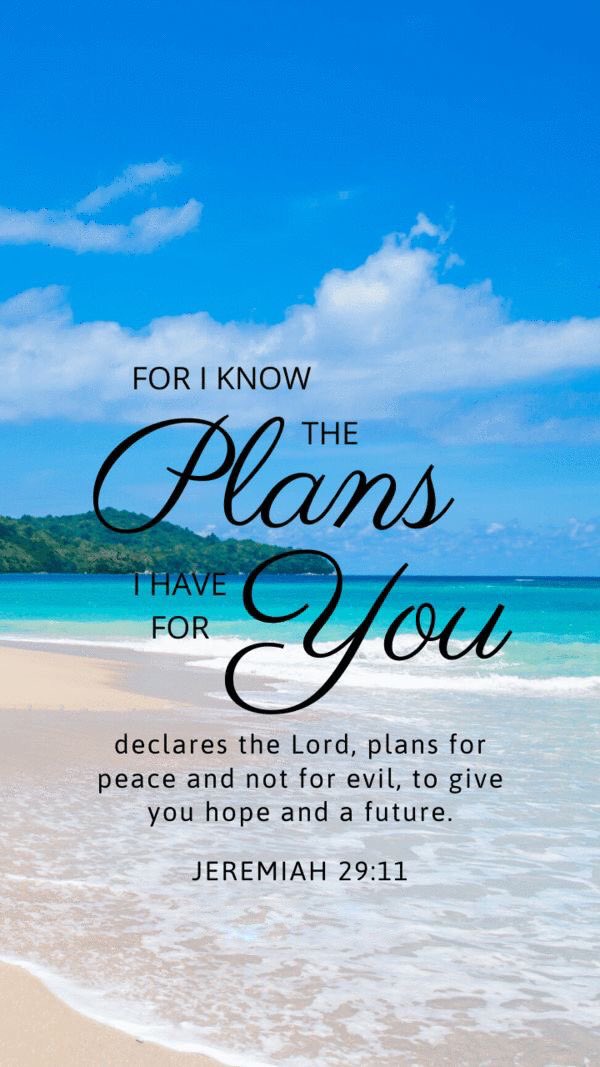 FOR KNOW THE Cplams THAVE FOR Gou declares the Lord, plans for peace and not for evil, to give you hope and future JEREMIAH 29.11