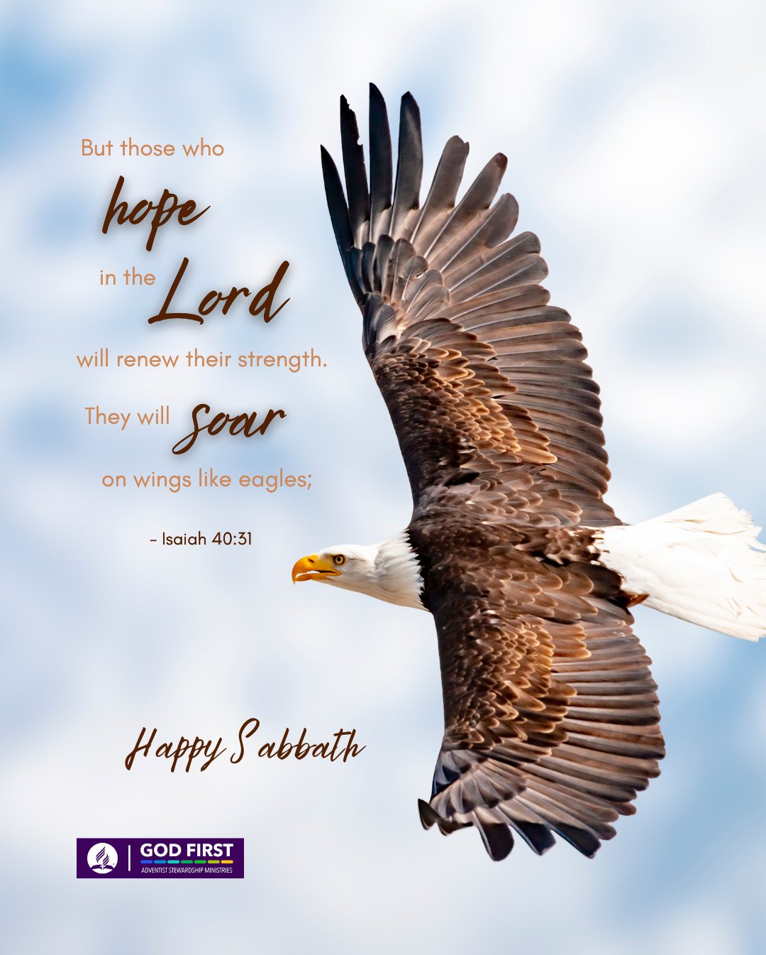 But those who in the Lord will renew their strength: They will Soar on wings like eagles; Isaiah 40.31 Happy S abbath GOD FIRST kbe