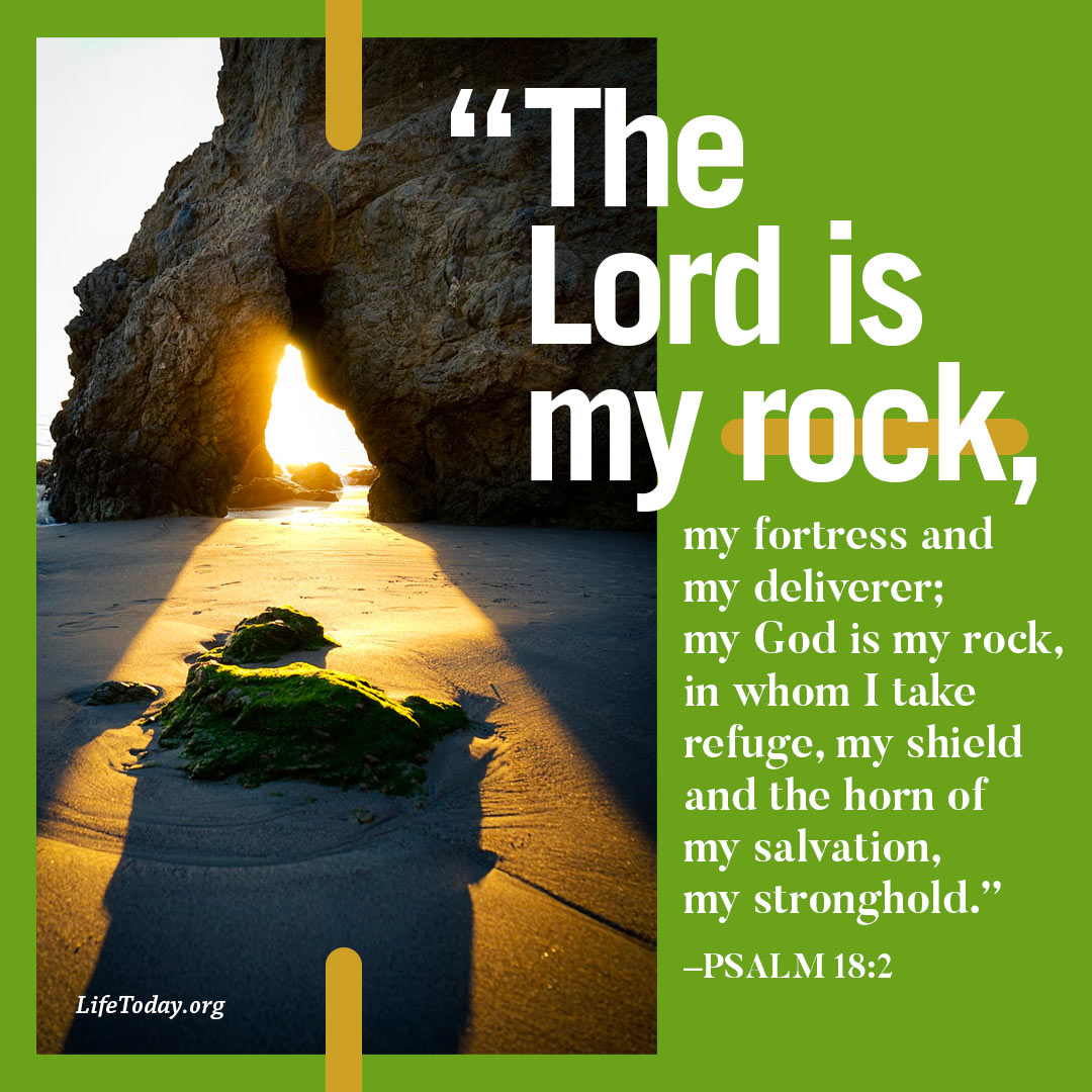 The Lord is my rock; my fortrcss and my dclivcrcr; my God is my rock, in whom I take rcfugc, my shicld and thc horn of my salvation, my stronghold " ~PSALM 18.2 LifeToday org