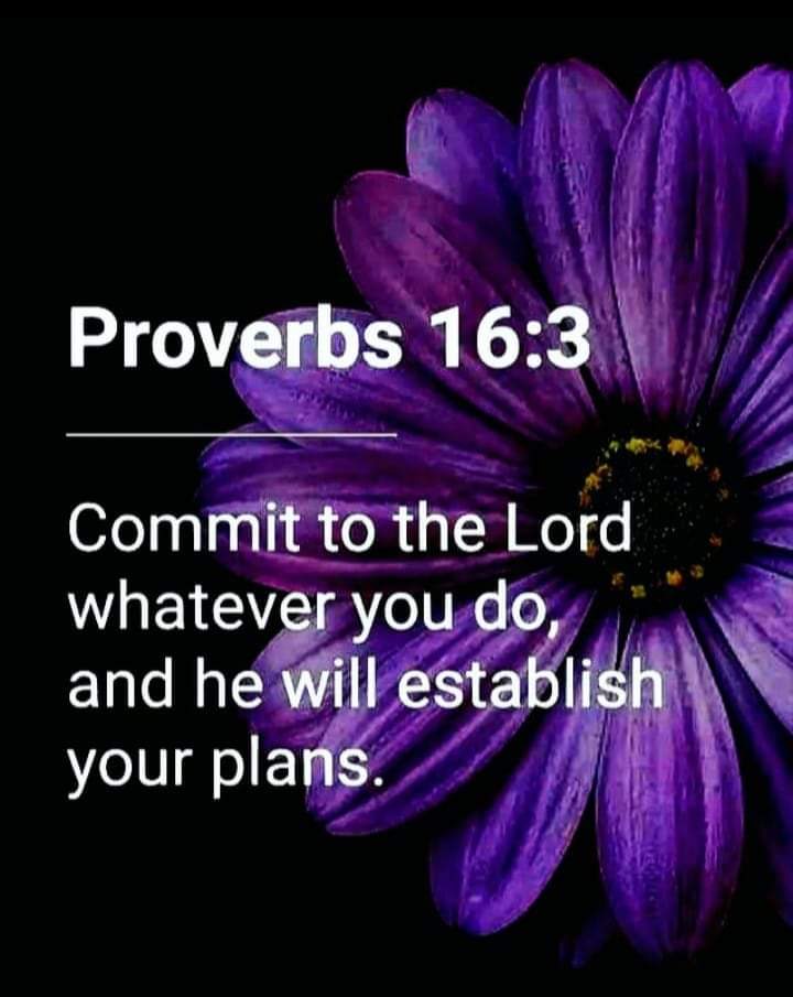 Proverbs 16.3 Commit to the Lord whatever you do and he will establish your plans.
