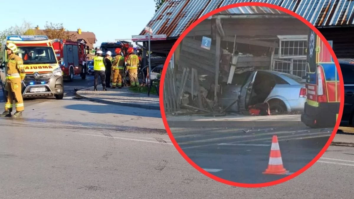 Kierowca wjechał w dom. Wypadek na drodze krajowej nr 9 [ZDJĘCIA]