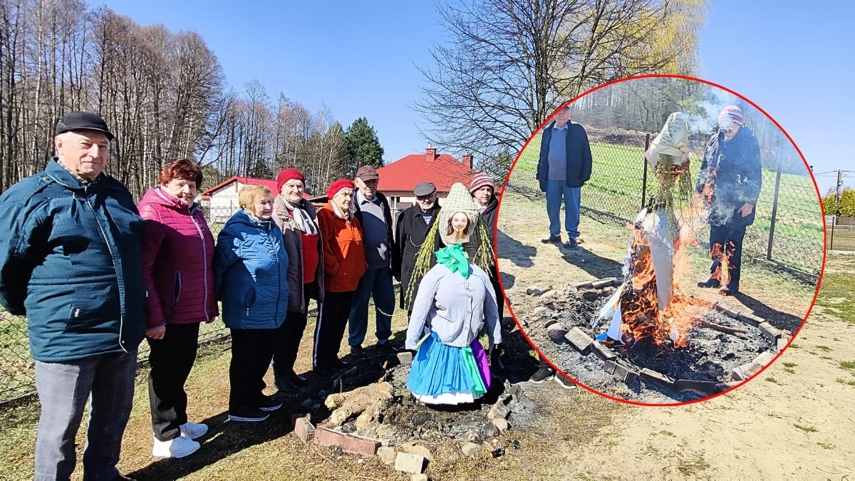 Seniorzy z Huty Przedborskiej pożegnali zimę w słowiańskim stylu. Spalili Marzannę [ZDJĘCIA]