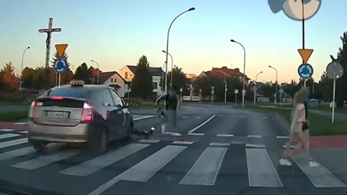 Taksówka wjechała w nastolatka na hulajnodze na przejściu dla pieszych na alei Krzyżanowskiego w Rzeszowie [WIDEO]