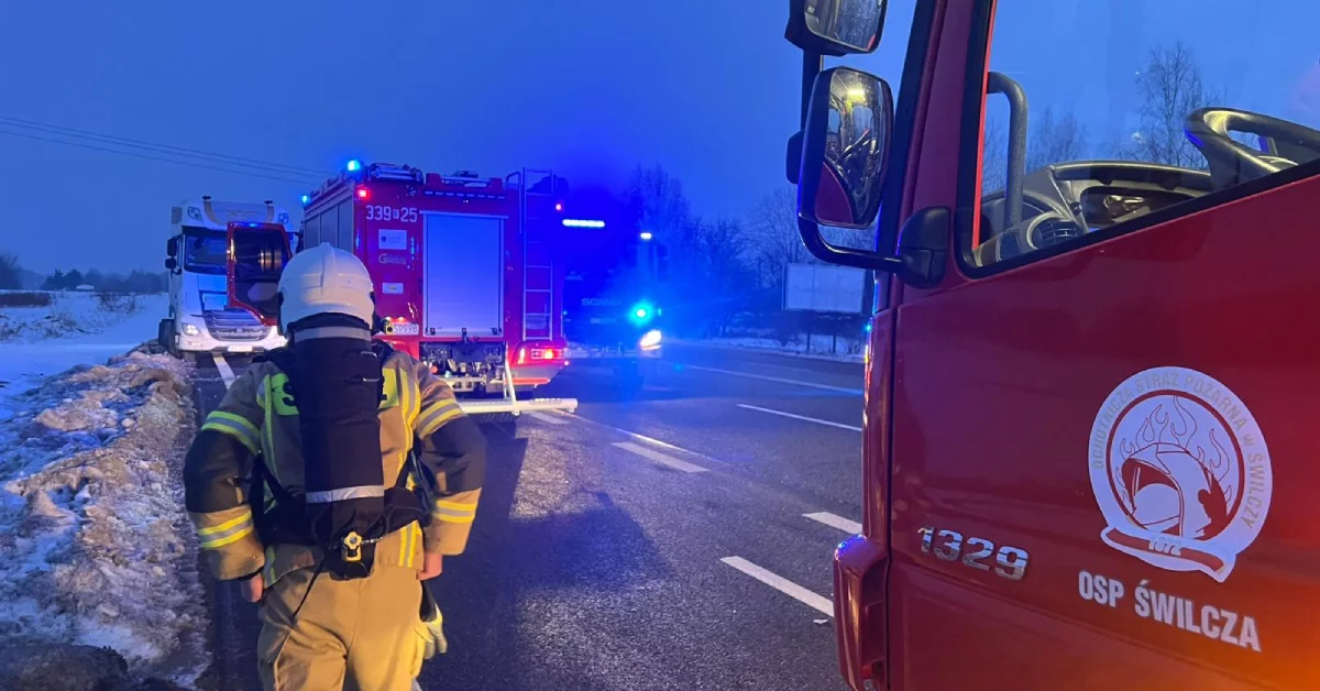 Pożar samochodu ciężarowego w powiecie rzeszowskim