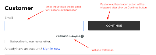 The customer step of checkout