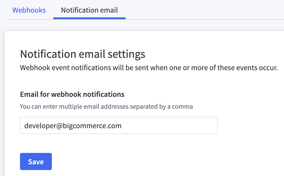 Notification settings, where you can enter an email for alert notifications.