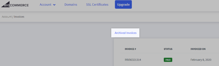 Archived Invoices link highlighted on the My Account / Invoices page in the Account Dashboard