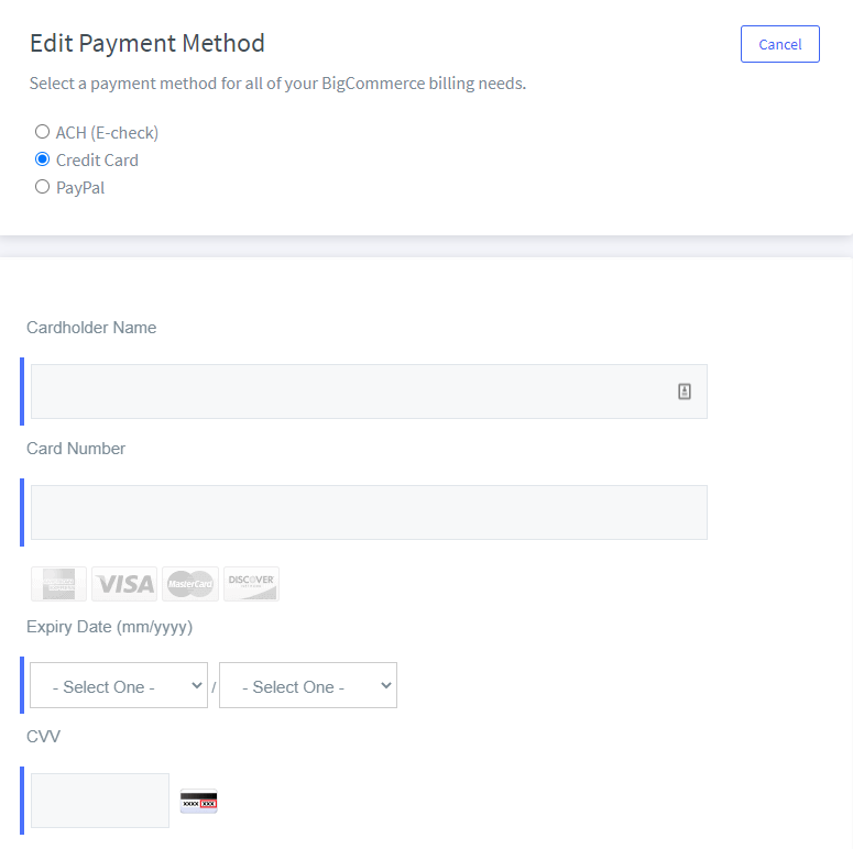 Edit payment methods