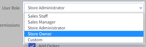 Select Store Owner from User Role dropdown