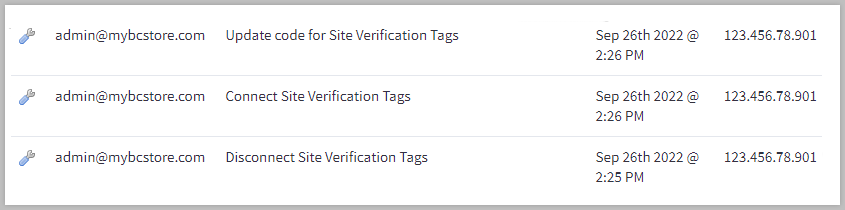 Examples of staff action logs for data solutions.