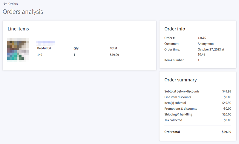 Orders Report order analysis
