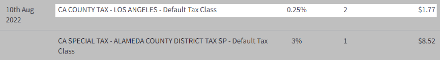 Example of multiple orders with the same tax type.