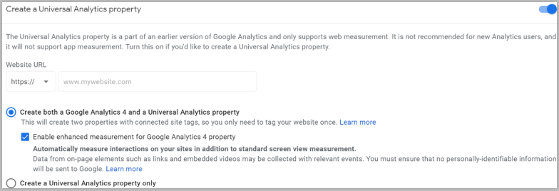 Create GA4 and Universal Analytics property selector.