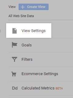 View Settings in the Google Analytics account.