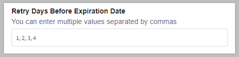 The Retry Days Before Expiration Date setting, set to resend the email daily within four days of expiration