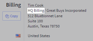 The address label in an order's details