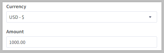 Set the maximum credit amount and its currency.