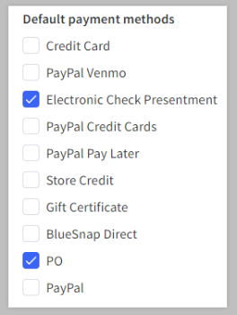Set Default Payment Methods