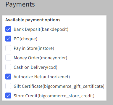 Select which payment methods a Company can use.