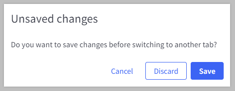 The warning that appears when navigating away from unsaved changes in a Company detail tab
