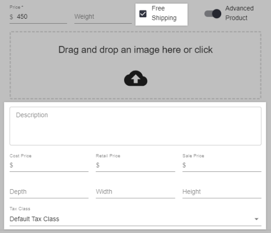 Custom product advanced fields