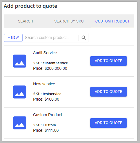 Create or reuse custom products in the quote.