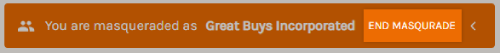 Click End Masquerade to exit a Company's Buyer Portal.