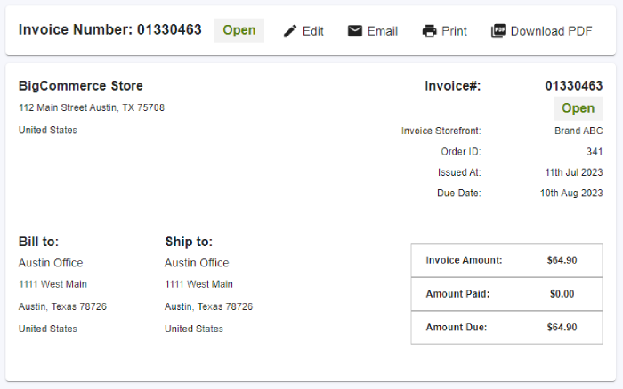 An example invoice