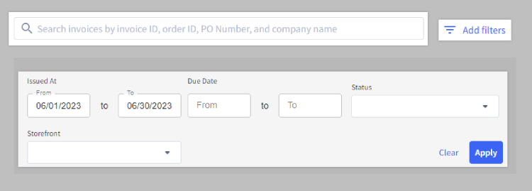 Search and filter invoices