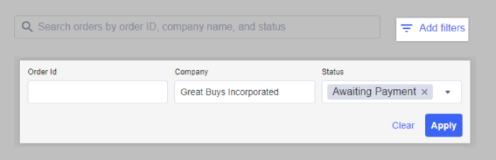 Company order filters