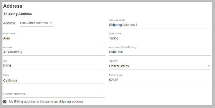 Quote address fields