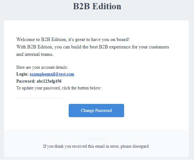 Obtain your credentials from the B2B Edition activation email.