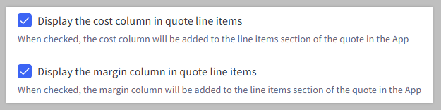 Quote line item display settings