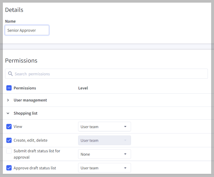 The B2B Edition control panel page for creating new custom roles, with one permission enabled