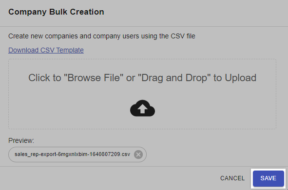 Drag and drop or select your CSV file