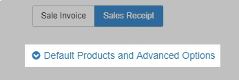 Default Products and Advanced Options setting in the QBO app