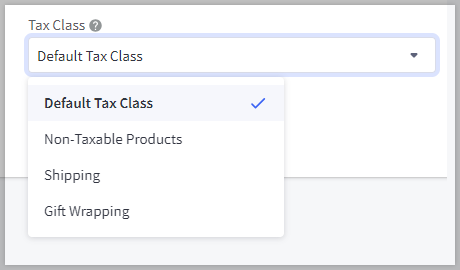 Product tax classification setting