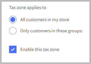 Tax zone settings