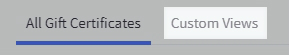 Custom View tab in the Gift Certificate view
