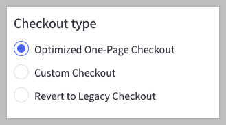 Checkout type setting in the control panel
