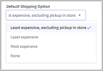 Default shipping option dropdown list.