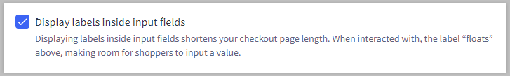 Checkout setting to display labels inside input fields.