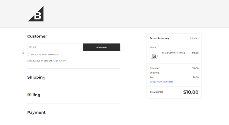 Optimized One-Page Checkout flow