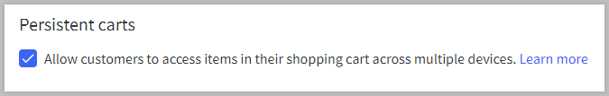 Checkbox to enable Persistent cart setting