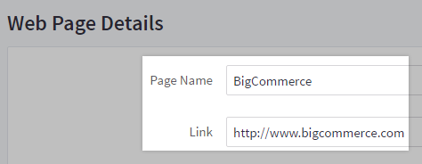 Page Name and Link fields